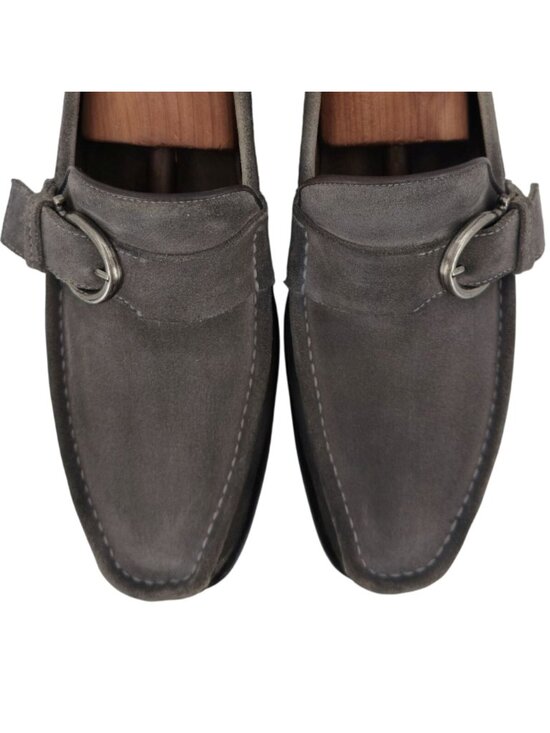 Salvatore Ferragamo Italy Gray Suede Buckle Moccasin Loafers Men 9.5D Dress Shoe main image 7